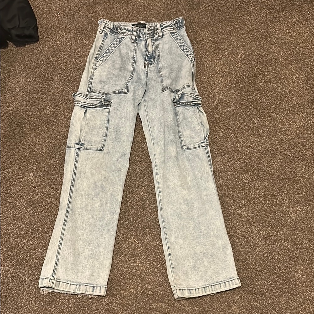 girls  Light Blue Cargo Jeans
